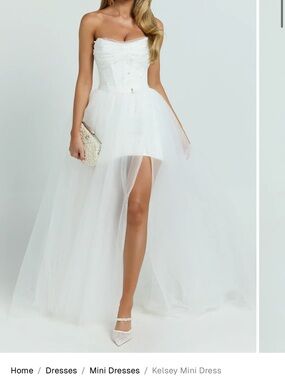 Showpo White Strapless Tulle Wedding Dress